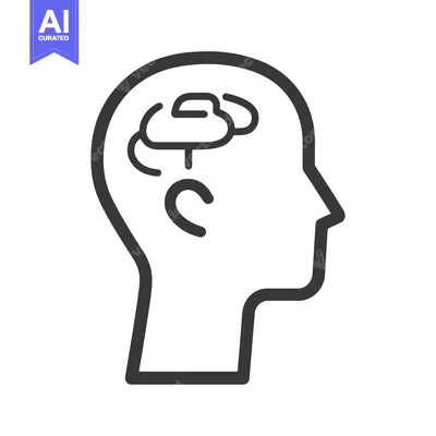 Aset desain premium: A simplified outline showing a human head and a brain