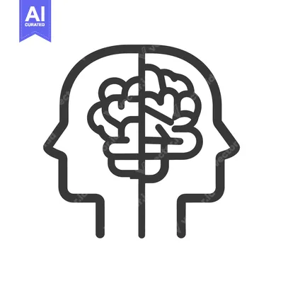 Aset premium populer: A conceptual illustration showing the human brain in two halves