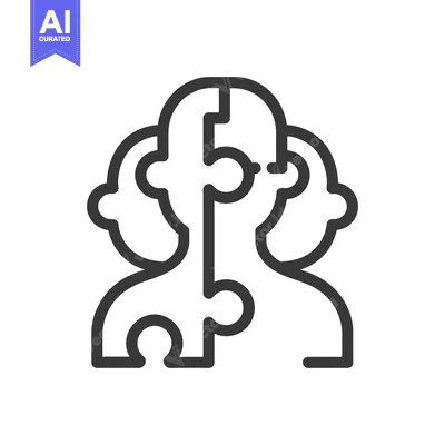Aset premium populer: A schematic depiction of people connected as a puzzle