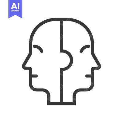 Aset desain premium: Two human faces joined together as a single unified head