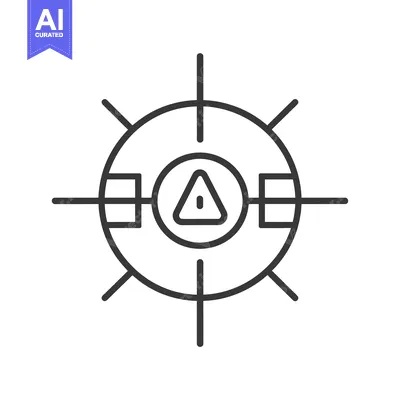 Aset desain premium: A Warning Icon Inside a Circular Target with Crosshairs