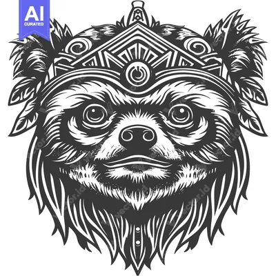 Aset desain premium: A Warrior-Like  Chihuahua Wearing a Tribal Headdress