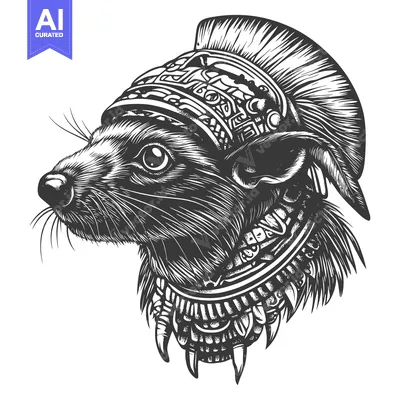 Aset premium populer: A Warrior Mouse in a Detailed, Ornate Helmet
