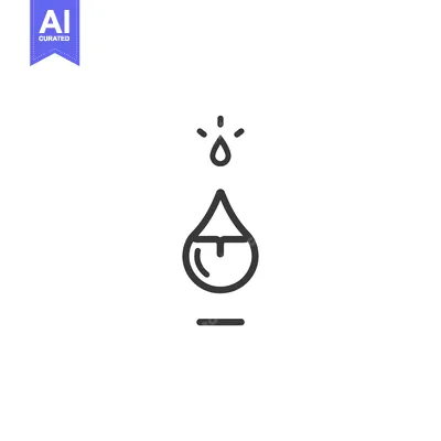 Premium design asset: A water drop with light rays and a line below it