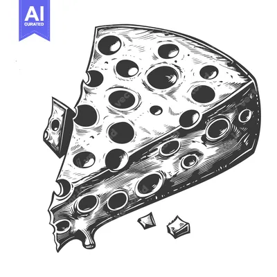 Aset desain premium: A Wedge of Swiss Cheese with Holes and Crumbs