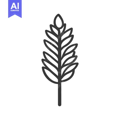 Aset desain premium: A simple graphic illustration of a stylized plant stem and leaves