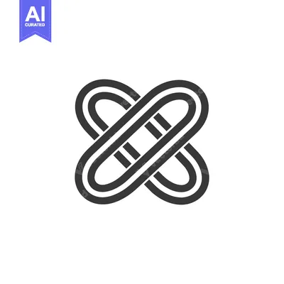 Aset desain premium: Overlapping curved lines form an abstract symbol or design element