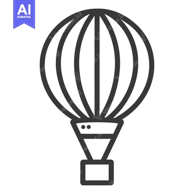 Aset desain premium: A Simple Outline Illustration Depicting a Hot Air Balloon