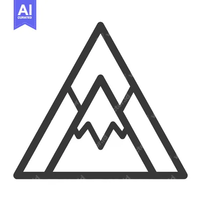 Aset desain premium: Simple line drawing of mountains depicting nature and wilderness