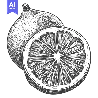 Popular premium asset: A Whole and Sliced Lemon Fruit in Monochrome Illustration