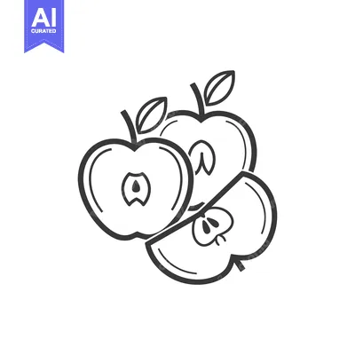 Popular premium asset: A whole apple with a slice removed and a half-eaten apple
