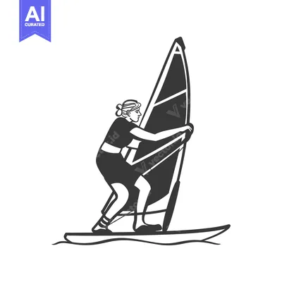 Aset premium populer: A Windsurfer in Action, Navigating the Waves