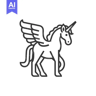 Premium design asset: A winged unicorn with a spiral horn standing on all fours