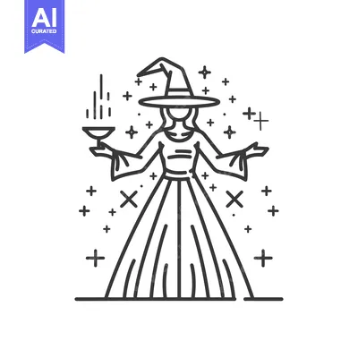 Aset premium populer: A Witch in a Pointed Hat Casting a Spell with a Cocktail Glass