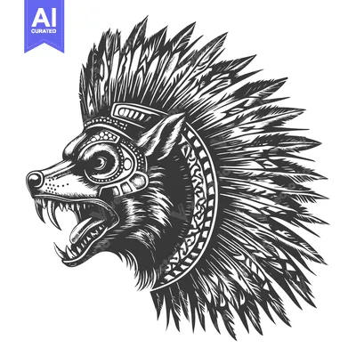 Popular premium asset: A Wolf Wearing a Native American Headdress