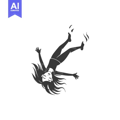 Premium design asset: A Woman Falling Head Over Heels with a Calm Expression