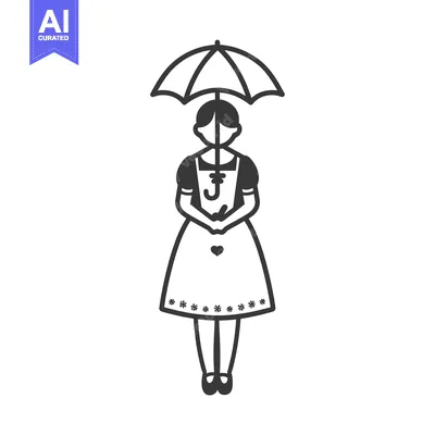 Aset desain premium: A Woman Holding an Umbrella Under an Umbrella