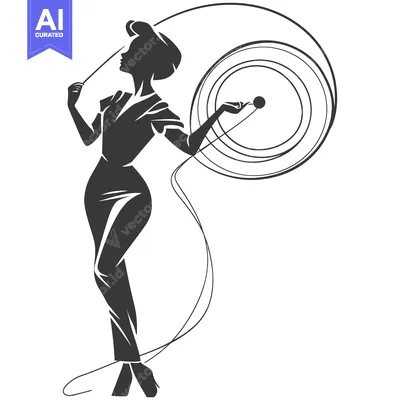 Premium design asset: A Woman in a Dress Holding a Baton With a Swirling Line Behind Her