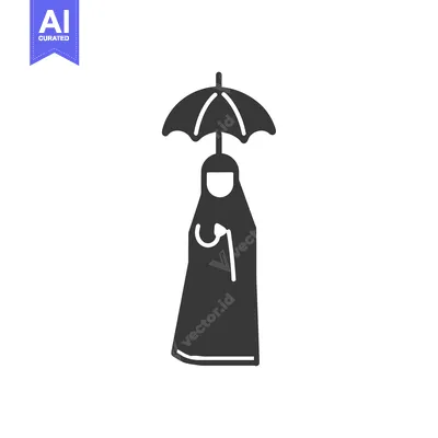 Premium design asset: A Woman in a Hijab Holding an Umbrella