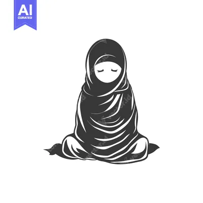 Aset premium populer: A Woman in a Hijab Sitting in a Meditation Pose