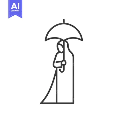 Aset premium populer: A woman in a long dress and headscarf holding an umbrella