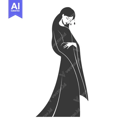 Aset premium populer: A Woman in a Long Robe with Her Head Bowed
