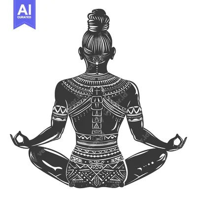 Aset premium populer: A Woman in a Yoga Pose with Tribal Tattoos