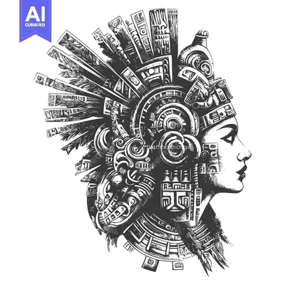Premium design asset: A Woman in Profile With an Elaborate Headdress Made of Geometric Shape