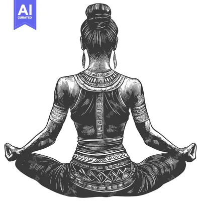 Aset premium populer: A Woman in Traditional Attire Sitting in a Yoga Pose