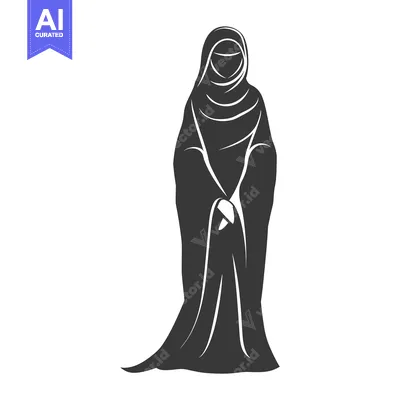 A woman in traditional Islamic clothing, standing tall and proud