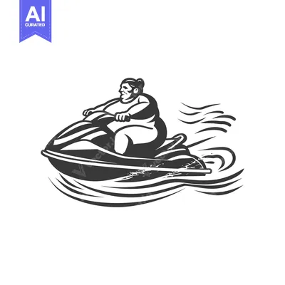 Aset desain premium: A woman riding a jet ski on a body of water