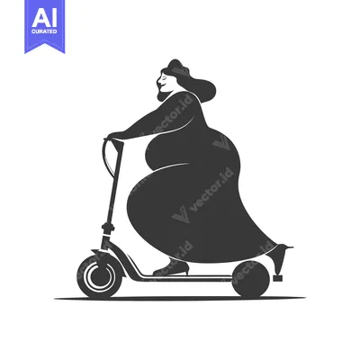 Aset desain premium: A Woman Riding an Electric Scooter