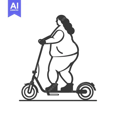 Premium design asset: A woman riding an electric scooter