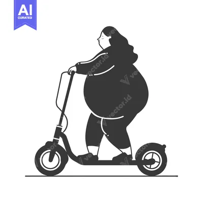 Aset desain premium: A Woman Riding an Electric Scooter
