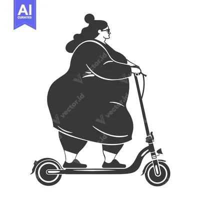 Aset premium populer: A woman riding an electric scooter in a dress with glasses