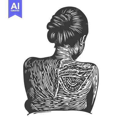 Aset premium populer: A Woman's Back with Intricate Patterned Skin