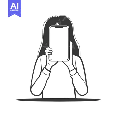 Aset premium populer: A Woman's Face Hidden Behind A Smartphone
