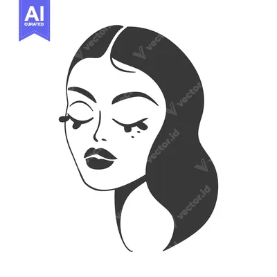 Aset premium populer: A Woman's Face with Closed Eyes and Long Hair