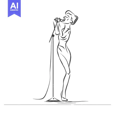 Aset premium populer: A Woman Singing Into a Microphone on a Stand