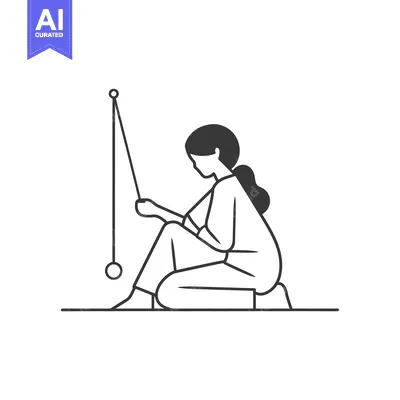 Aset premium populer: A woman sitting and playing with a pendulum