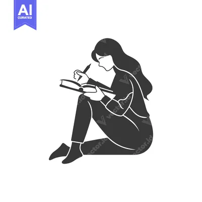 Premium design asset: A Woman Sitting and Writing in a Notebook