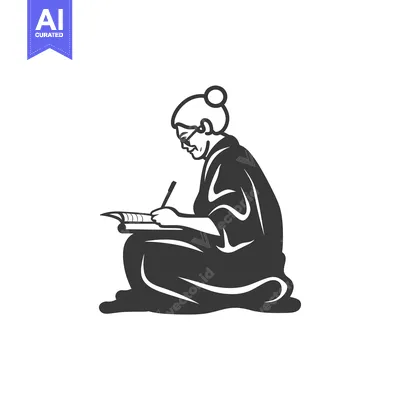 Premium design asset: A Woman Sitting Cross-legged, Writing in a Notebook