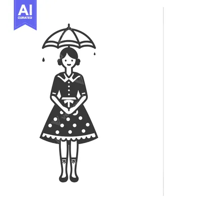 Popular premium asset: A Woman Standing Under An Umbrella In The Rain