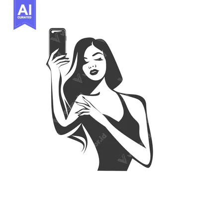 Premium design asset: A Woman Taking a Selfie with a Smartphone