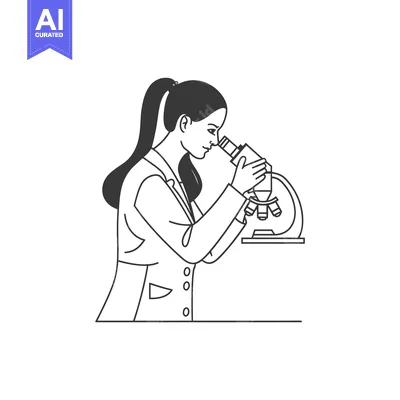 Premium design asset: A Woman Using a Microscope for Scientific Research