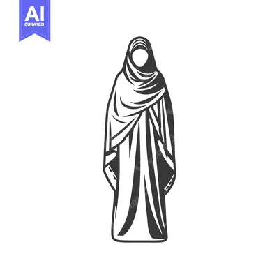 Aset desain premium: A woman wearing a traditional headscarf and long robe