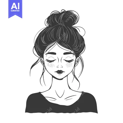 Popular premium asset: A Woman with a Bun Hairstyle and Closed Eyes