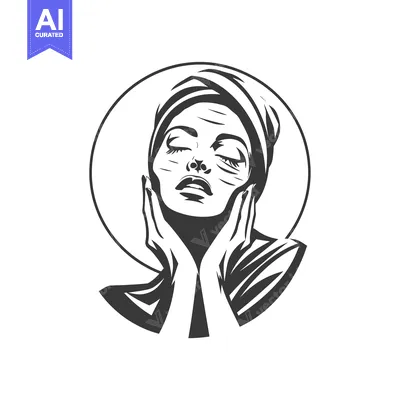 Premium design asset: A Woman with Closed Eyes and Hands Holding Her Face