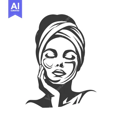 Aset premium populer: A woman with closed eyes wearing a face mask and a turban