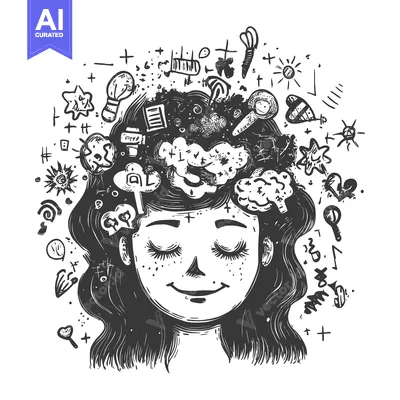 Aset desain premium: A Woman With Her Mind Filled With Thoughts and Ideas